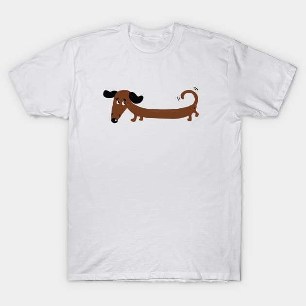 dachshund wagging its tail illustration T-Shirt by PrincessbettyDesign